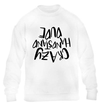 Crazy handstand dude children's white sweater 12-13 Years