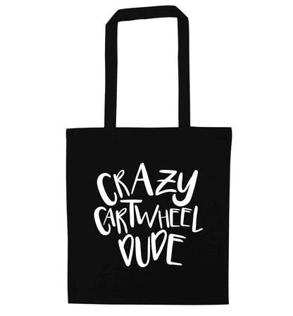 Crazy cartwheel dude black tote bag