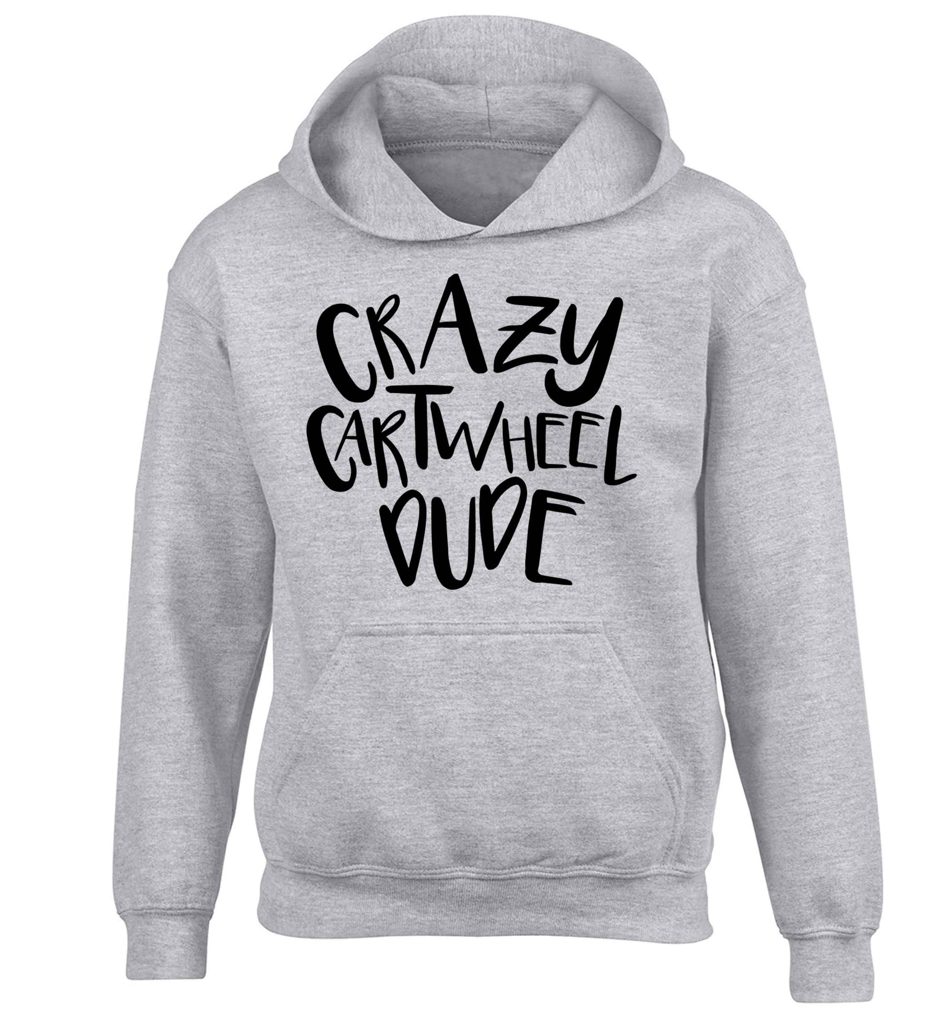 Crazy cartwheel dude children's grey hoodie 12-13 Years
