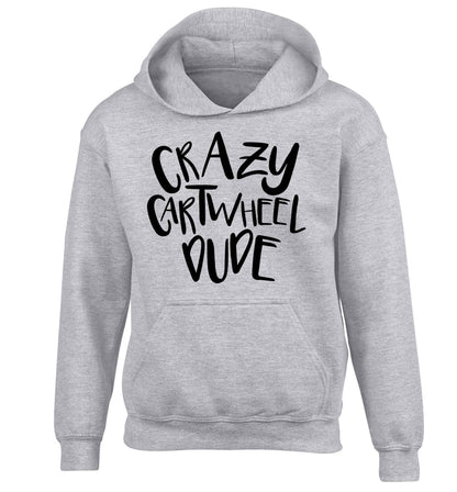 Crazy cartwheel dude children's grey hoodie 12-13 Years