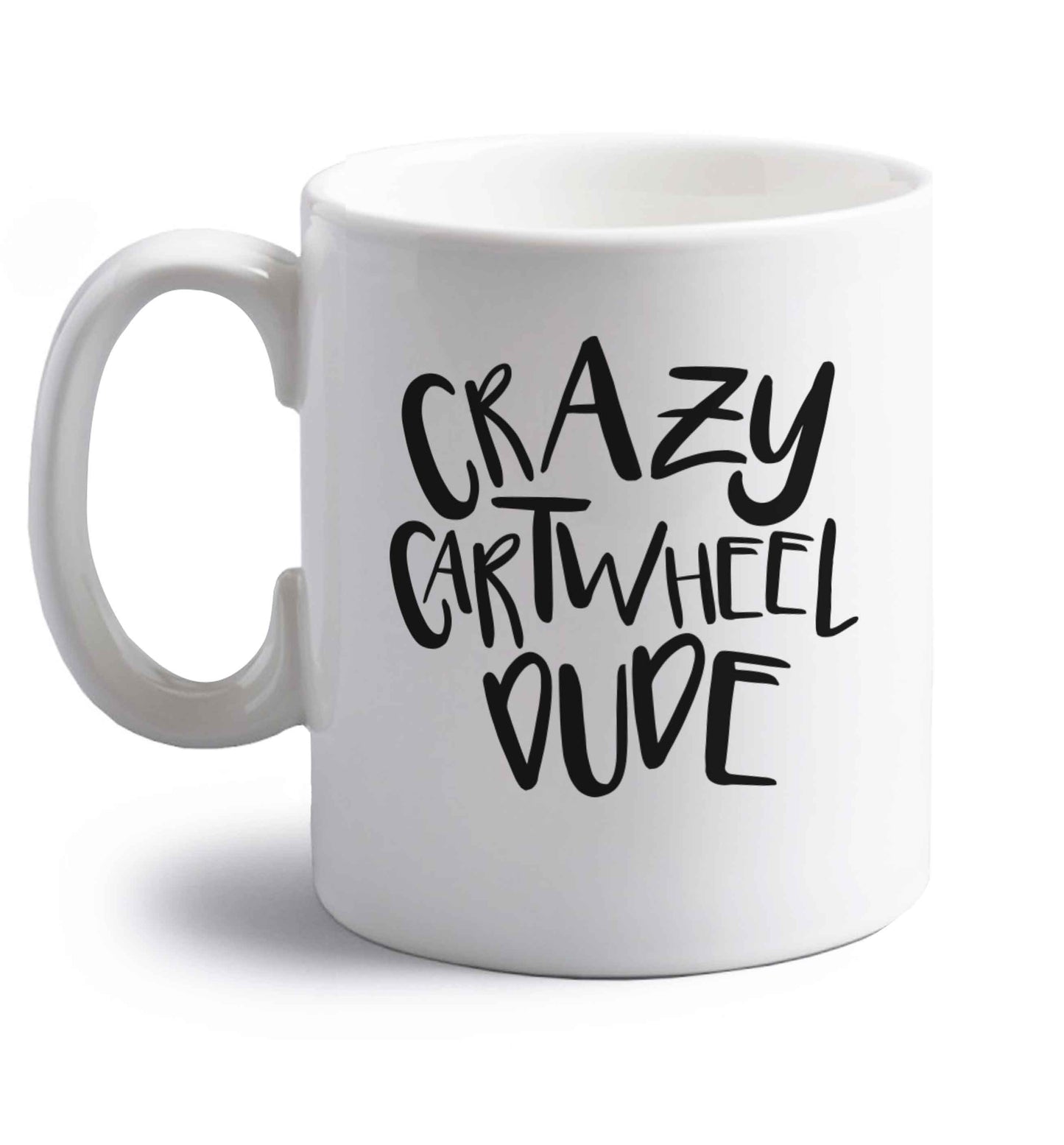 Crazy cartwheel dude right handed white ceramic mug 