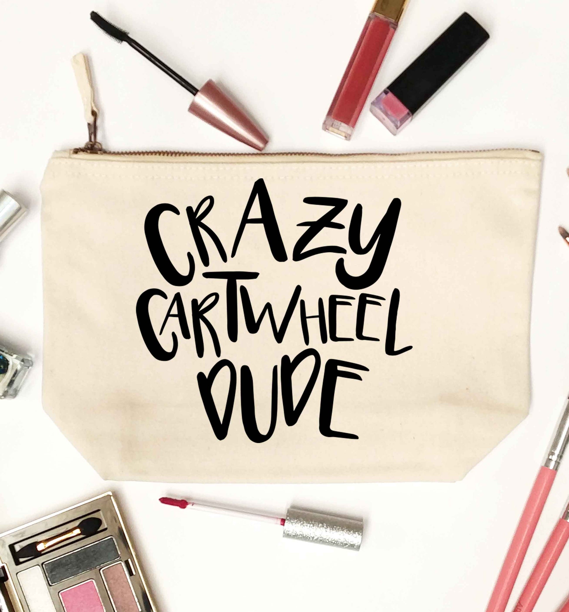 Crazy cartwheel dude natural makeup bag