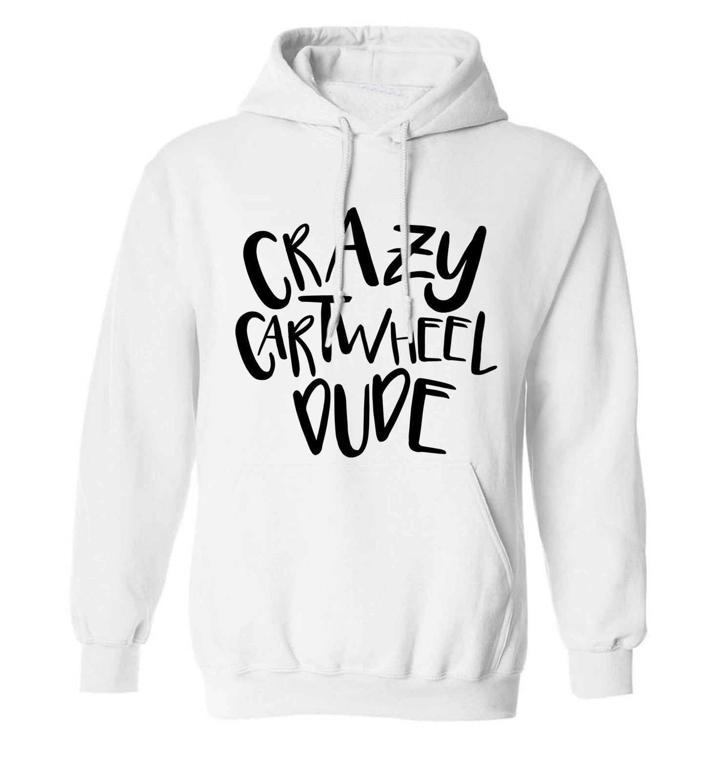 Crazy cartwheel dude adults unisex white hoodie 2XL