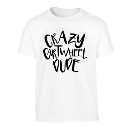Crazy cartwheel dude Children's white Tshirt 12-13 Years