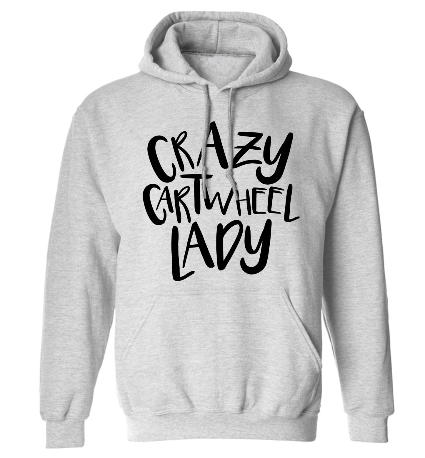 Crazy cartwheel lady adults unisex grey hoodie 2XL