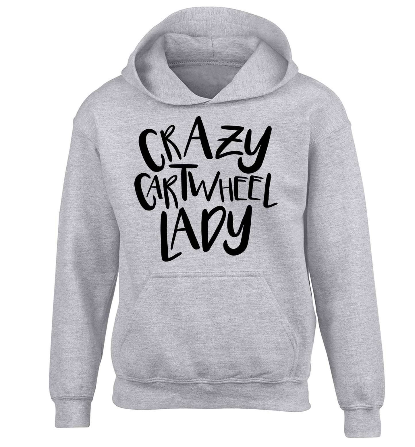 Crazy cartwheel lady children's grey hoodie 12-13 Years