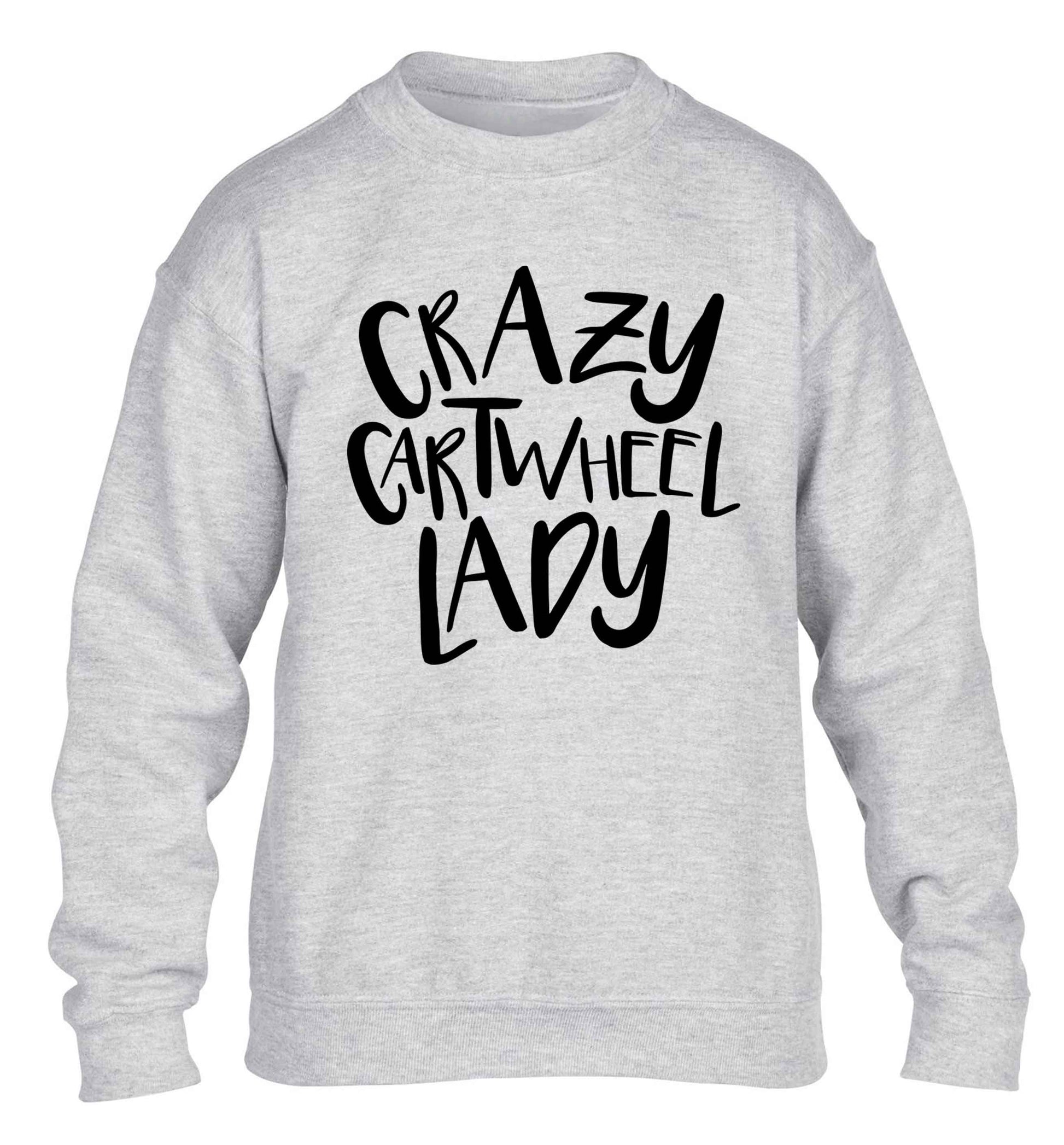 Crazy cartwheel lady children's grey sweater 12-13 Years