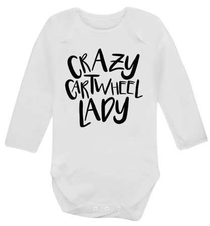 Crazy cartwheel lady Baby Vest long sleeved white 6-12 months