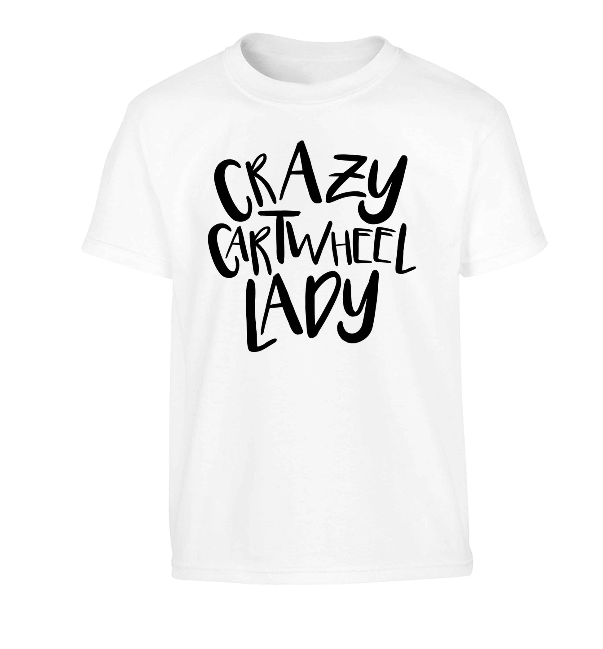 Crazy cartwheel lady Children's white Tshirt 12-13 Years