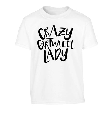 Crazy cartwheel lady Children's white Tshirt 12-13 Years