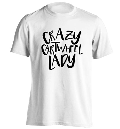 Crazy cartwheel lady adults unisex white Tshirt 2XL