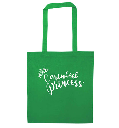 Cartwheel princess green tote bag