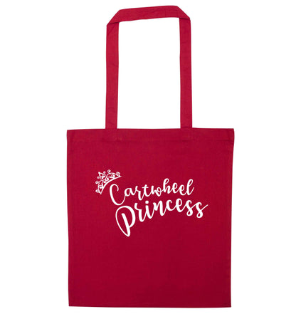 Cartwheel princess red tote bag