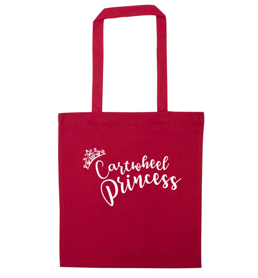 Cartwheel princess red tote bag
