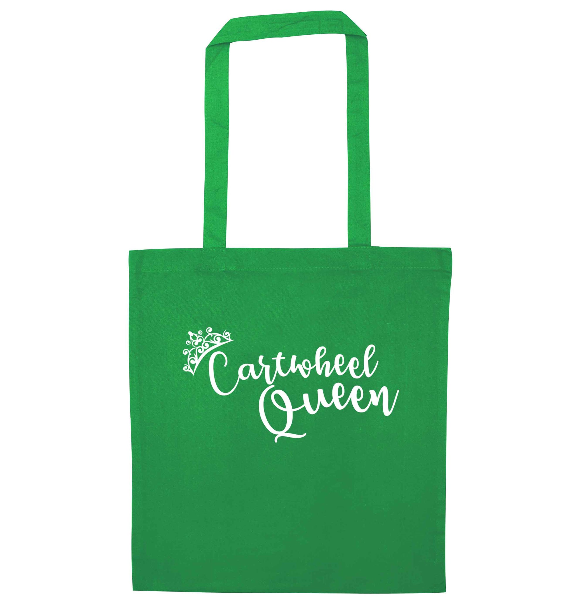 Cartwheel queen green tote bag