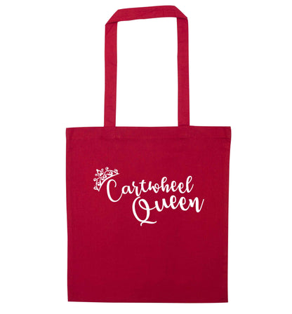 Cartwheel queen red tote bag