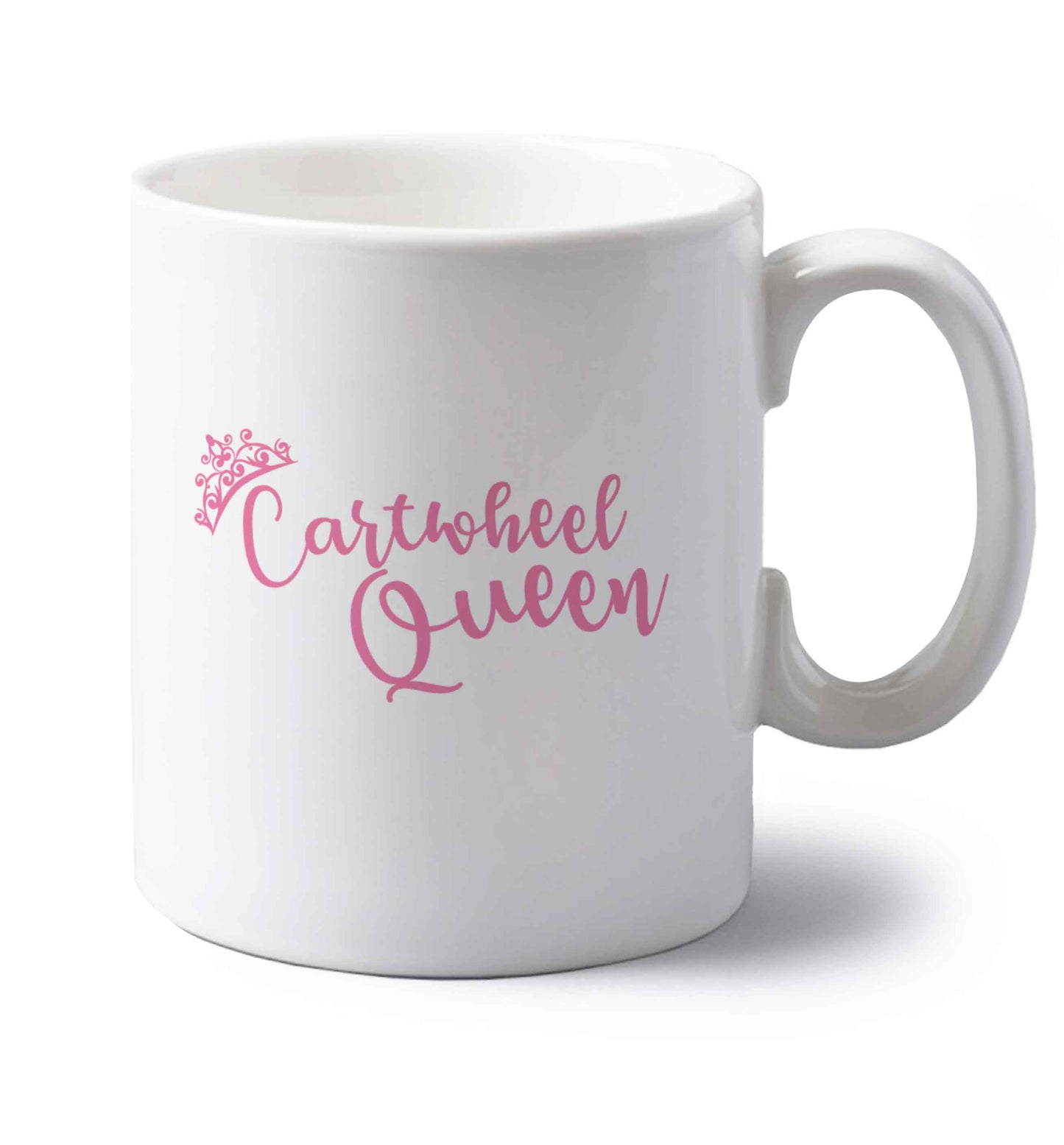 Cartwheel queen left handed white ceramic mug 