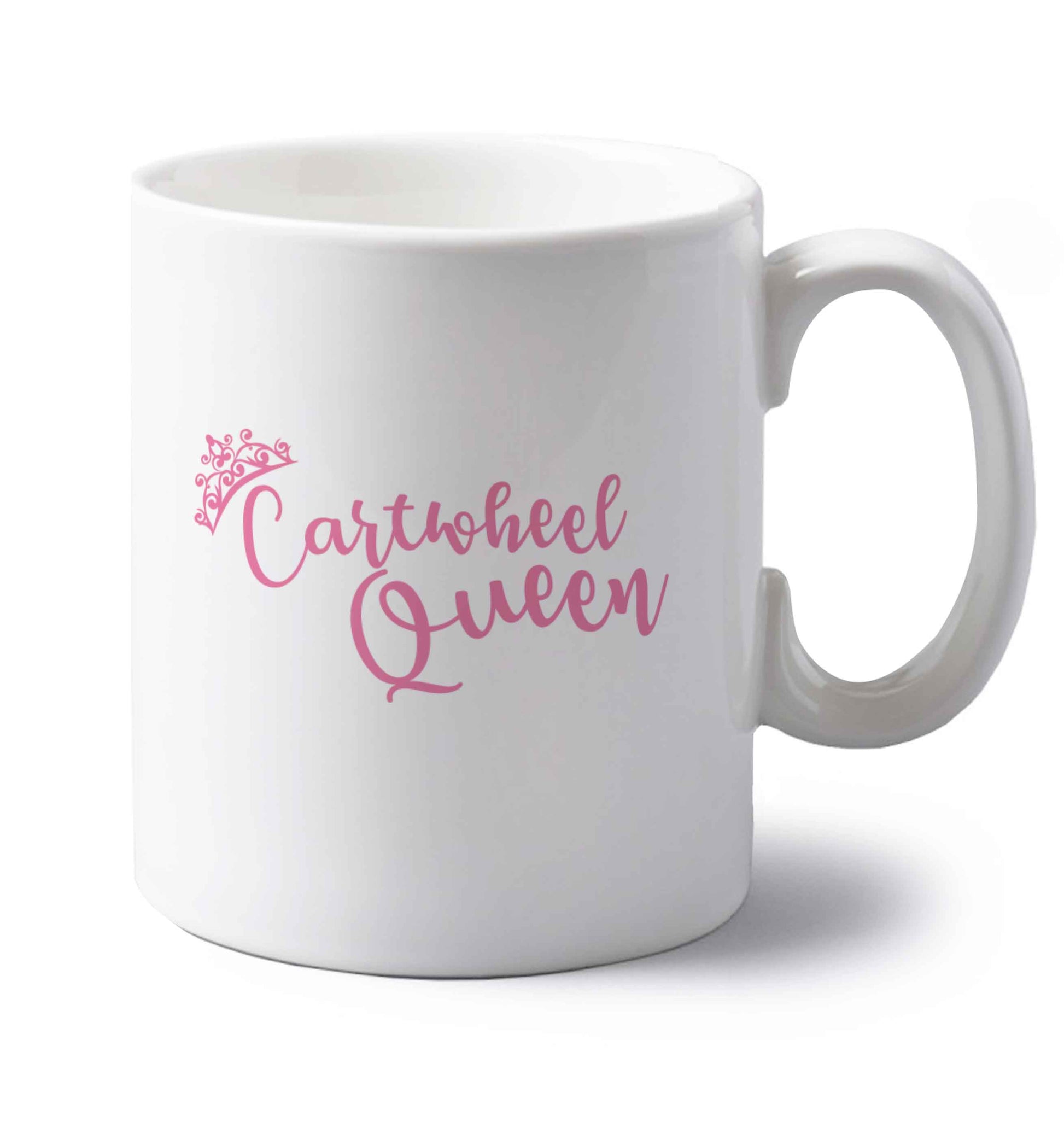 Cartwheel queen left handed white ceramic mug 