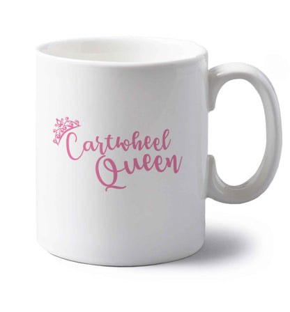 Cartwheel queen left handed white ceramic mug 