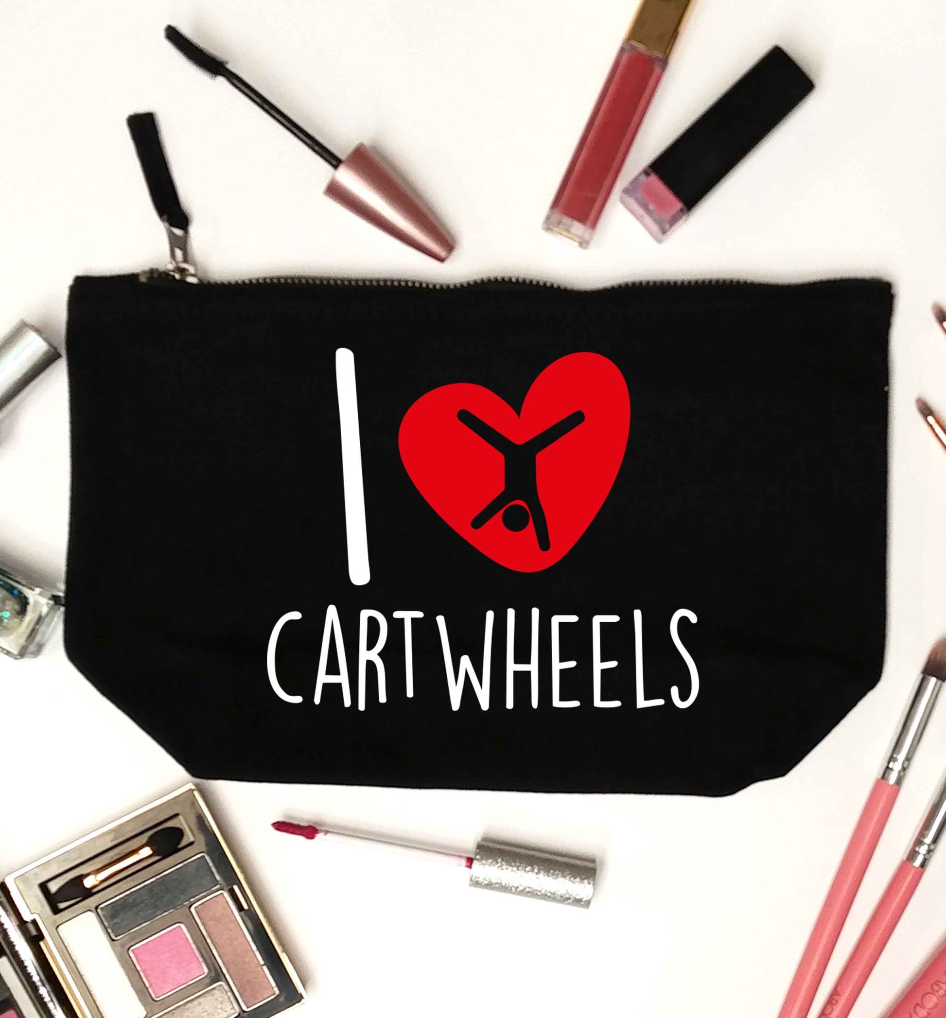I love cartwheels black makeup bag