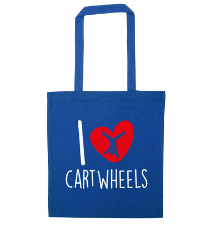 I love cartwheels blue tote bag