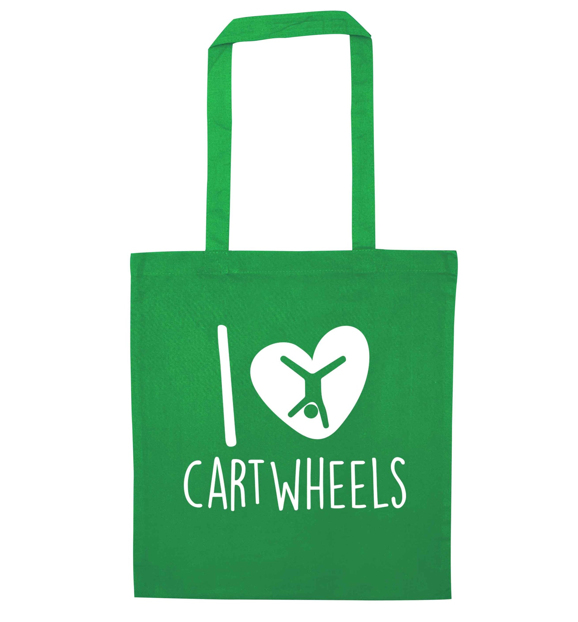I love cartwheels green tote bag