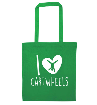 I love cartwheels green tote bag