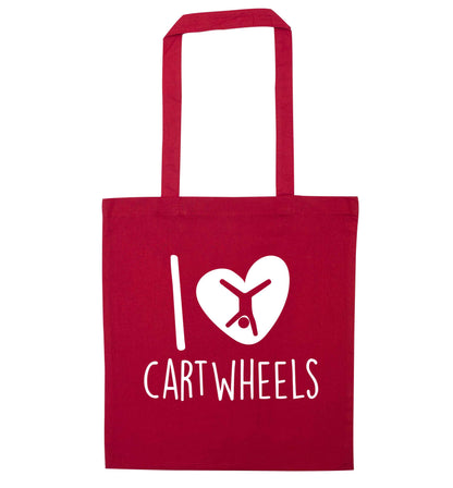 I love cartwheels red tote bag