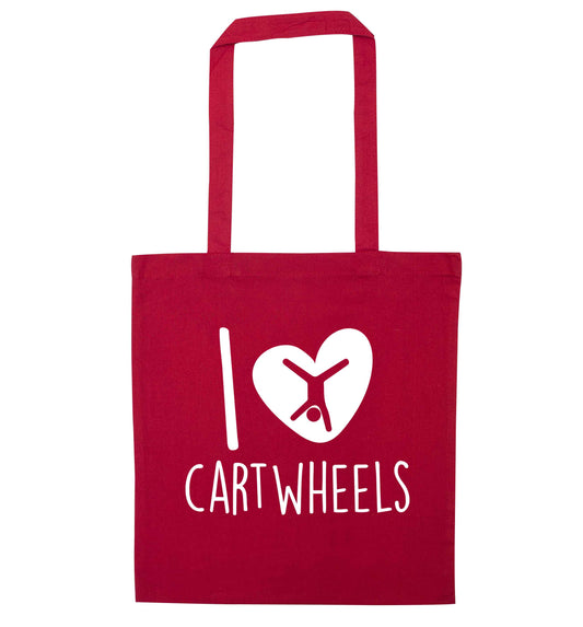 I love cartwheels red tote bag