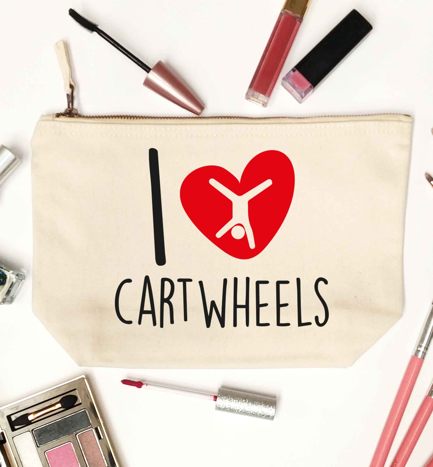 I love cartwheels natural makeup bag