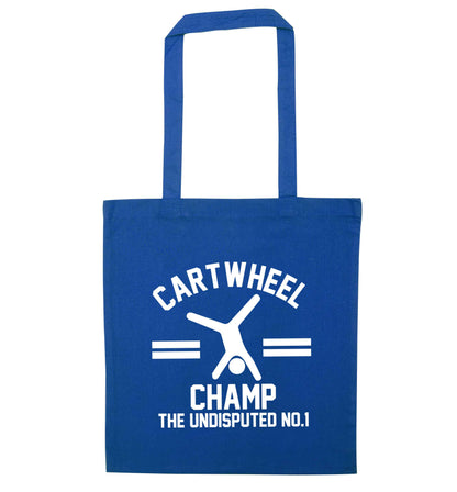 Undisputed cartwheel championship no.1  blue tote bag