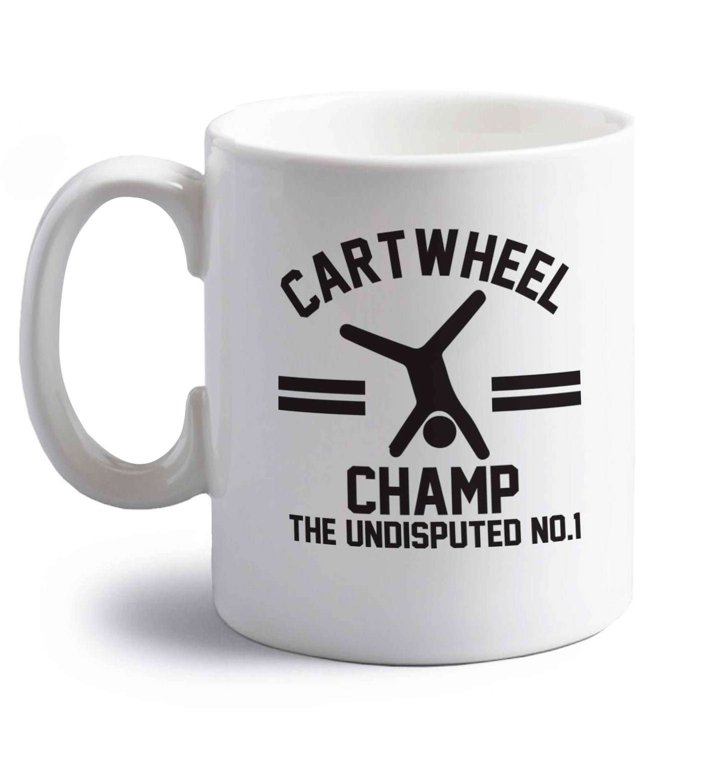 Undisputed cartwheel championship no.1  right handed white ceramic mug