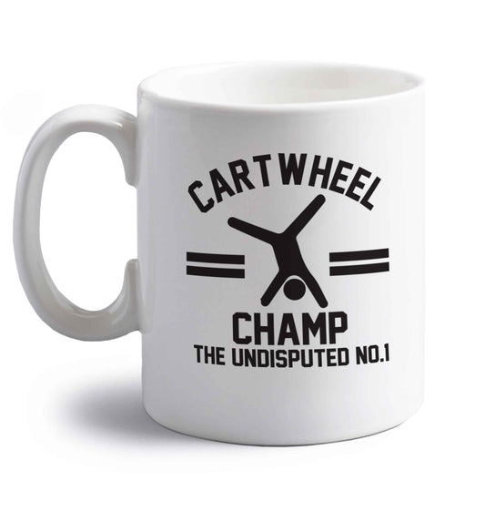 Undisputed cartwheel championship no.1  right handed white ceramic mug