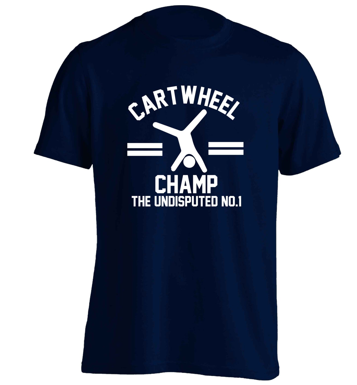 Undisputed cartwheel championship no.1  adults unisex navy Tshirt 2XL