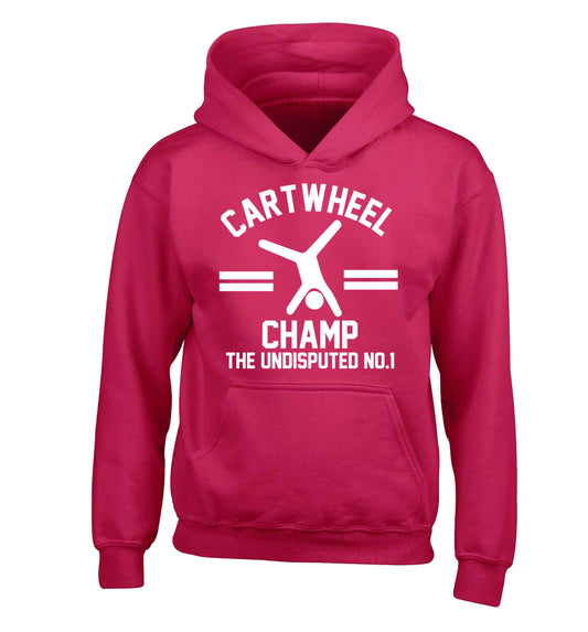 Undisputed cartwheel championship no.1  children's pink hoodie 12-13 Years