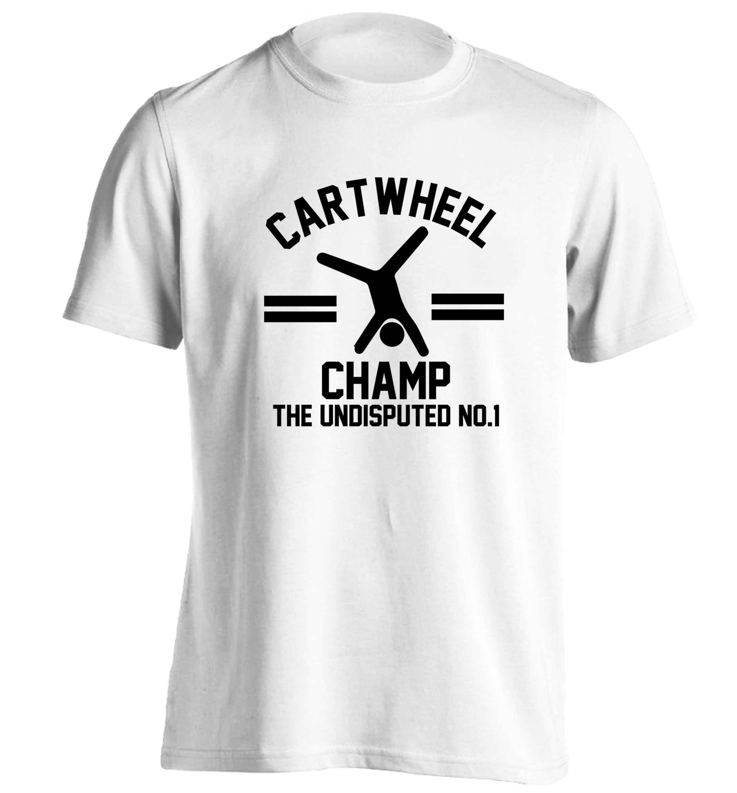 Undisputed cartwheel championship no.1  adults unisex white Tshirt 2XL