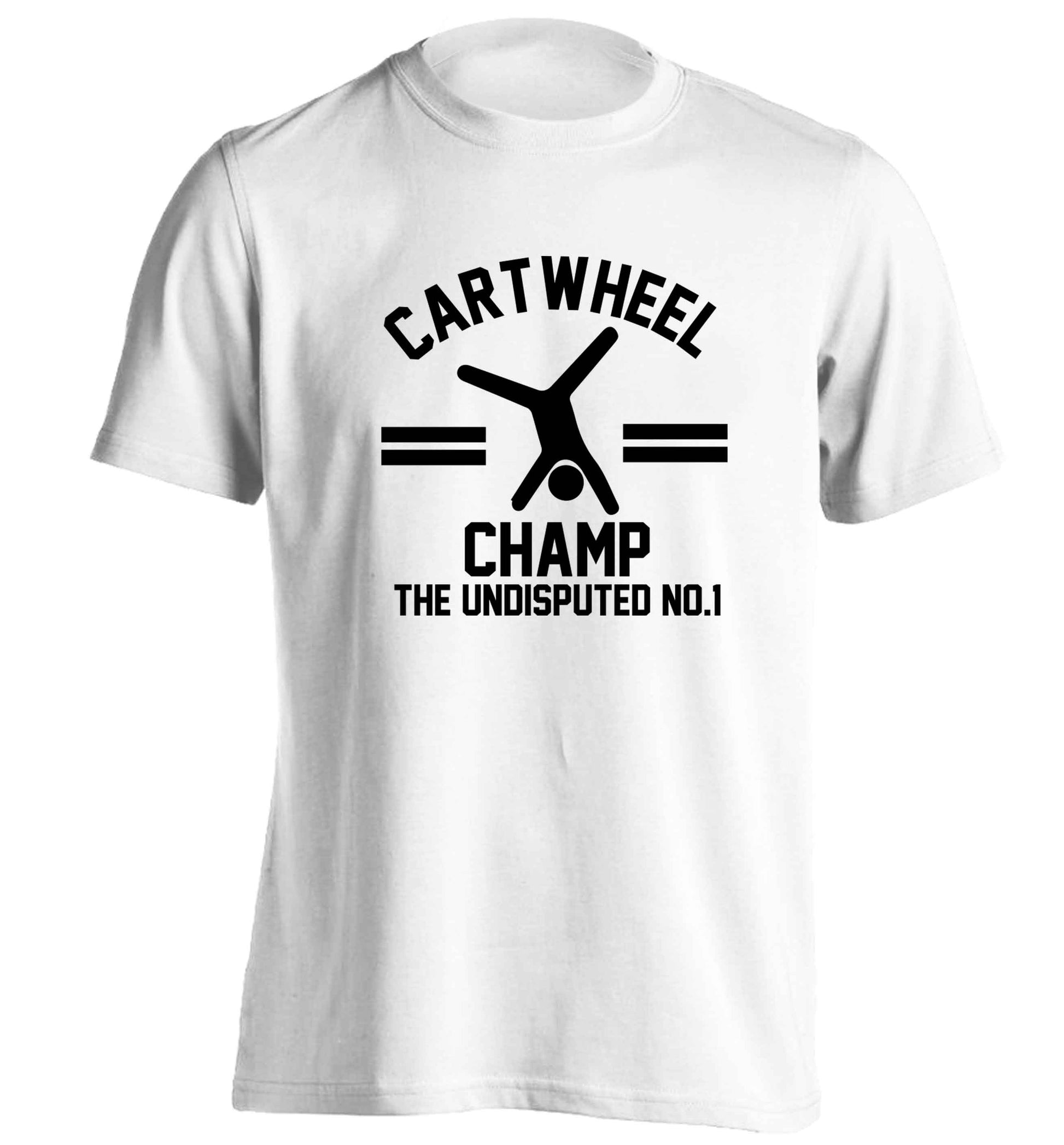 Undisputed cartwheel championship no.1  adults unisex white Tshirt 2XL