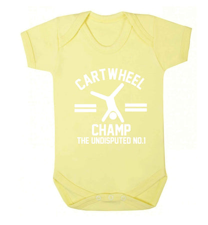 Undisputed cartwheel championship no.1  Baby Vest pale yellow 18-24 months