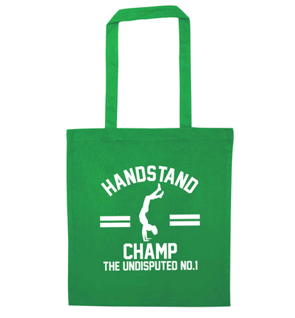 Undisputed handstand championship no.1  green tote bag