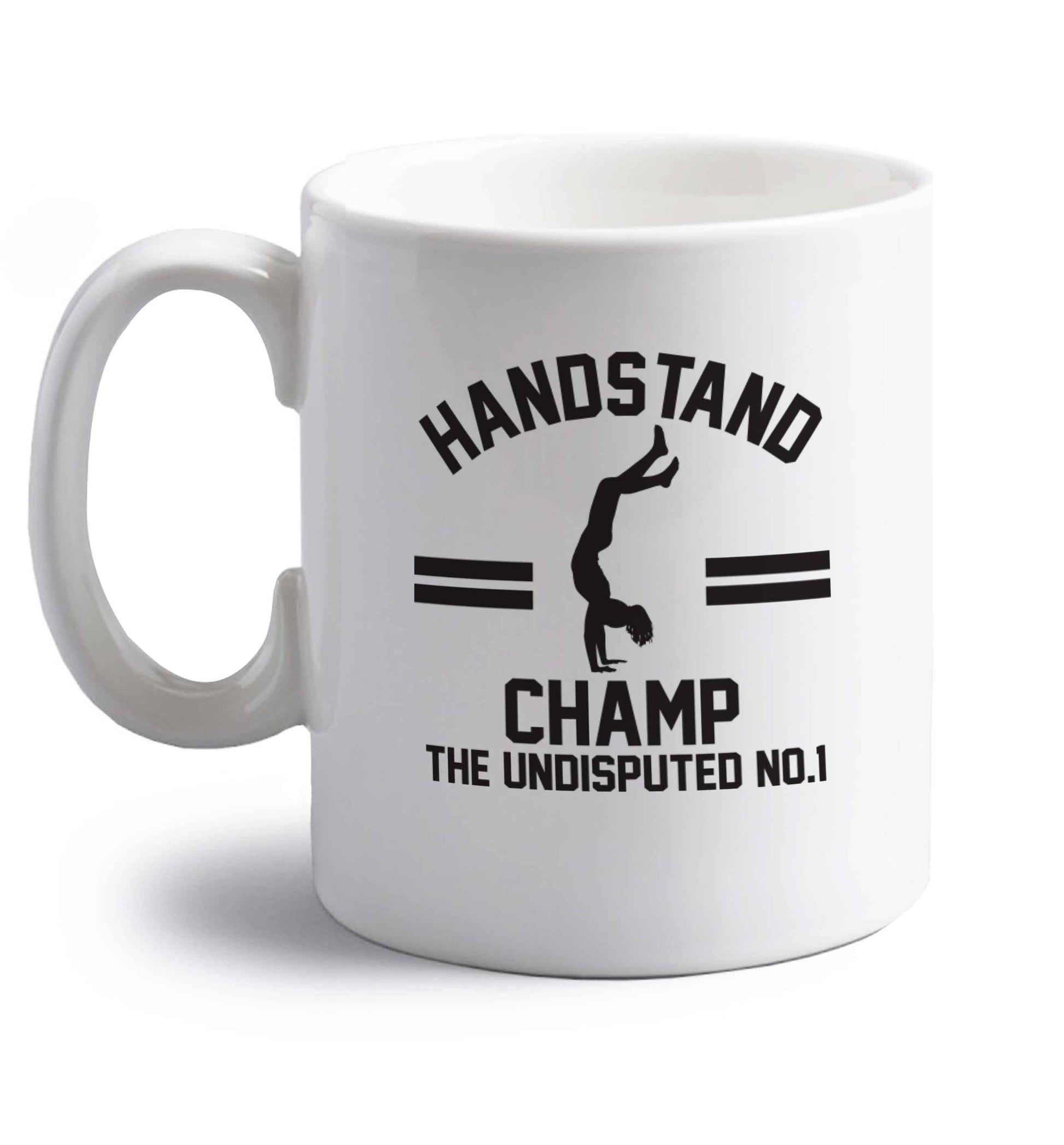 Undisputed handstand championship no.1  right handed white ceramic mug