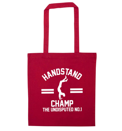 Undisputed handstand championship no.1  red tote bag