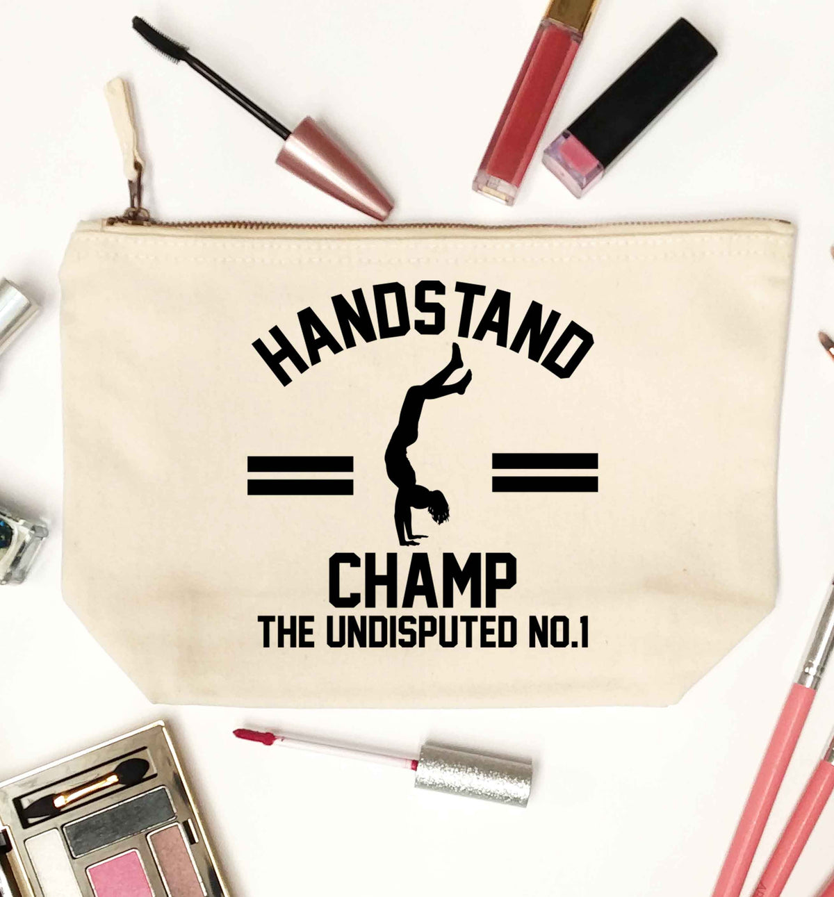 Undisputed handstand championship no.1  natural makeup bag