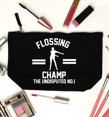 Undisputed flossing championship no.1  black makeup bag