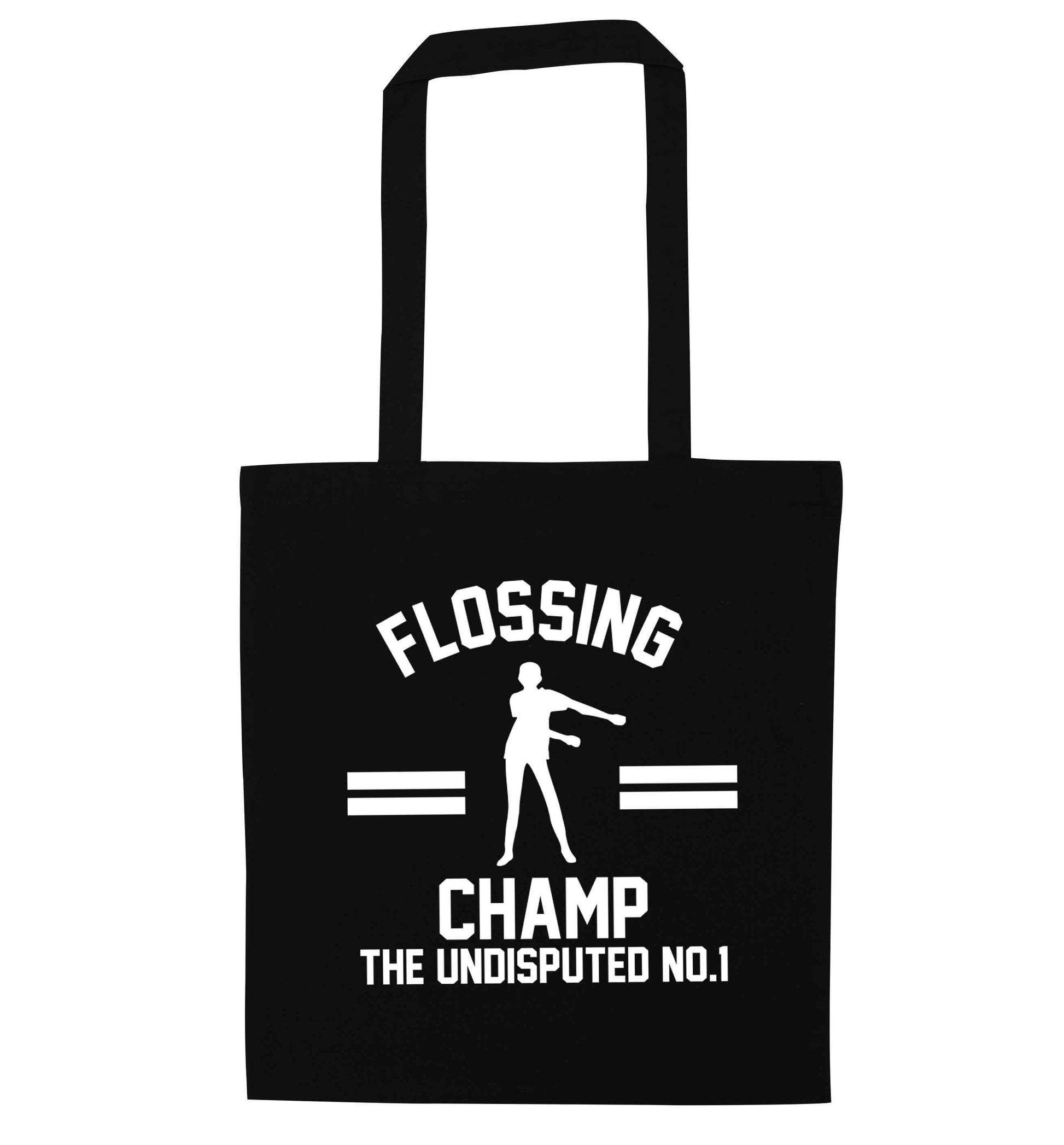 Undisputed flossing championship no.1  black tote bag