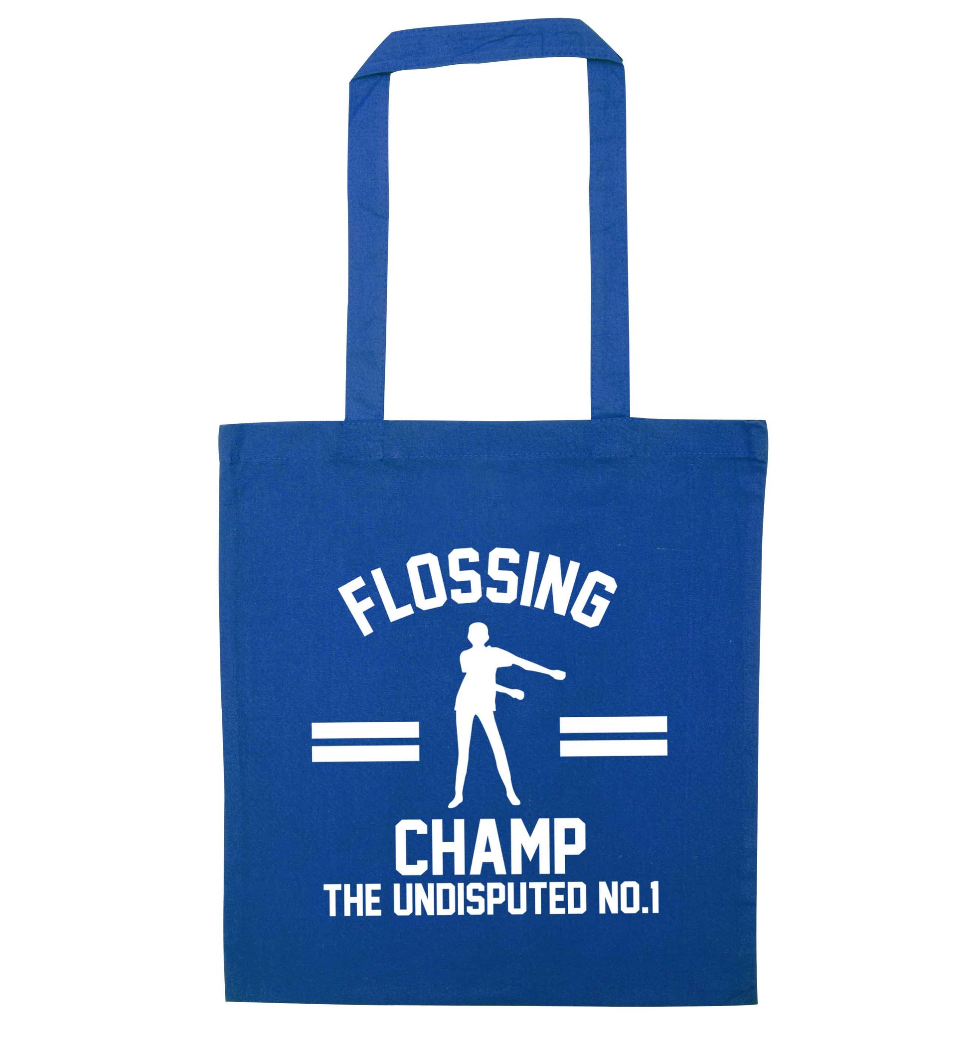 Undisputed flossing championship no.1  blue tote bag
