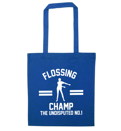 Undisputed flossing championship no.1  blue tote bag