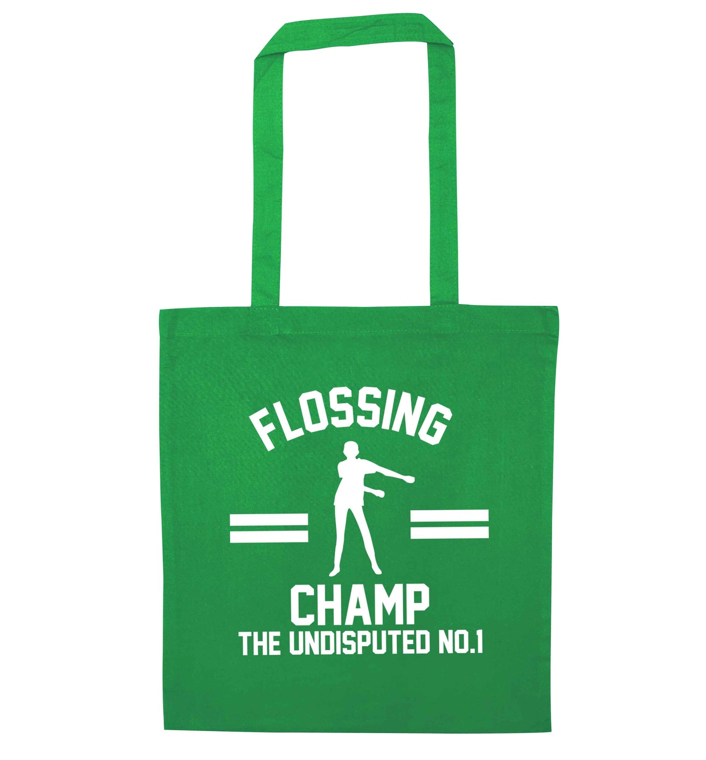 Undisputed flossing championship no.1  green tote bag