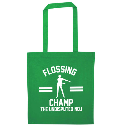 Undisputed flossing championship no.1  green tote bag