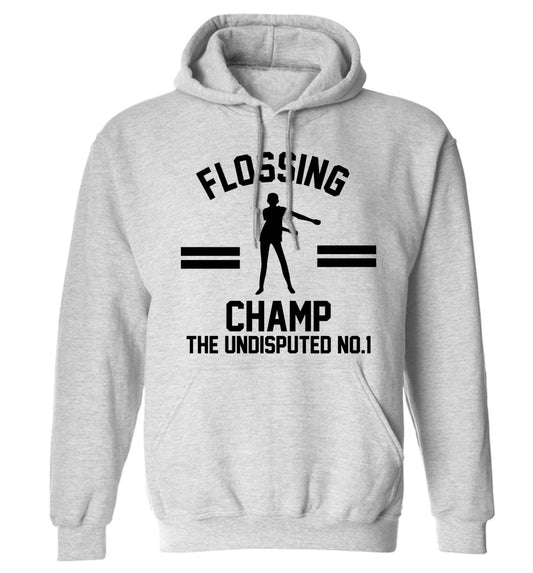 Undisputed flossing championship no.1  adults unisex grey hoodie 2XL