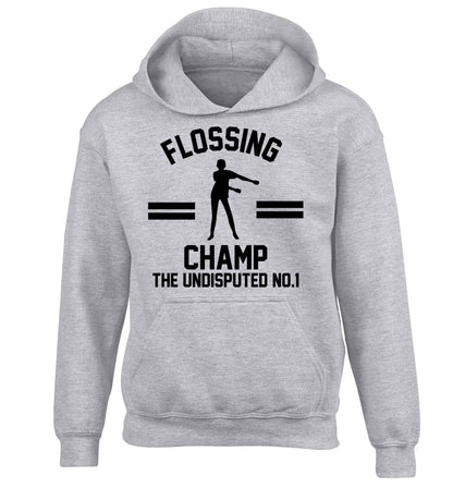 Undisputed flossing championship no.1  children's grey hoodie 12-13 Years